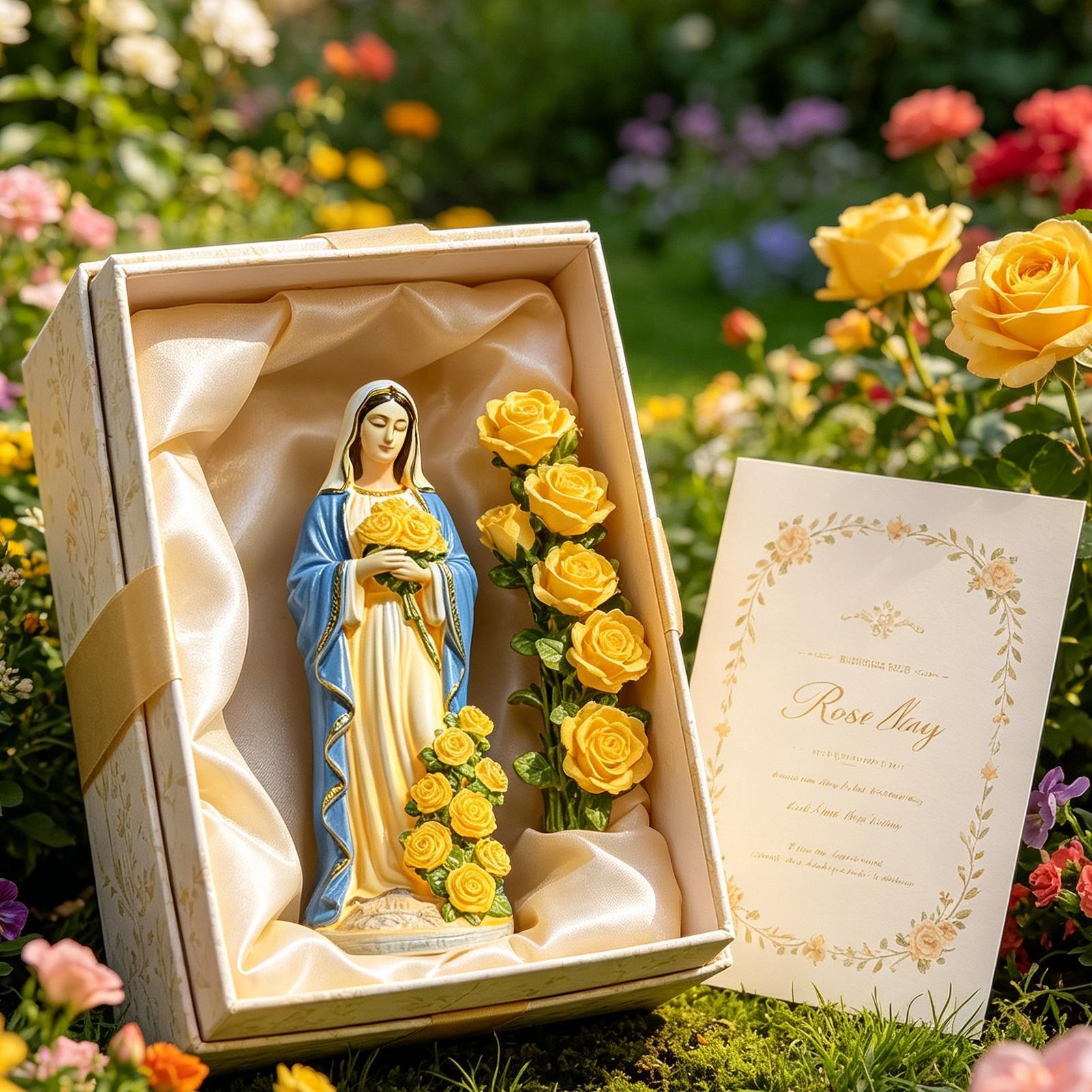 Resin Crafts - Statua Matki Boskiej zasilana energią słoneczną,
